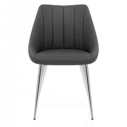 Chaise Faux Cuir Chrome - Tempo Gris Foncé