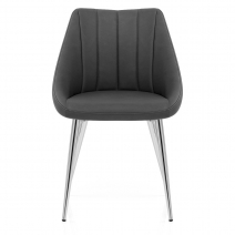 Chaise Faux Cuir Chrome - Tempo Gris Foncé