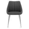 Chaise Faux Cuir Chrome - Tempo Gris Foncé