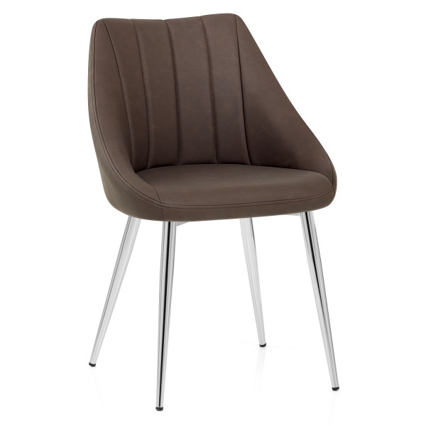 Chaise Faux Cuir Chrome - Tempo Marron Chaise Faux Cuir Chrome - Tempo Marron