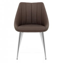 Chaise Faux Cuir Chrome - Tempo Gris Foncé