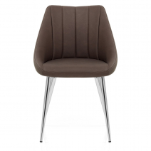 Chaise Faux Cuir Chrome - Tempo Marron