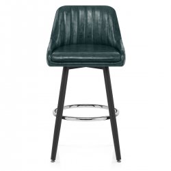 Chaise de Bar Bois Faux Cuir Antique - Hamilton Vert