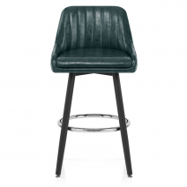 Chaise de Bar Bois Faux Cuir Antique - Hamilton Vert