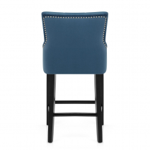 Chaise de Bar Velours Bois - Loxley Bleu