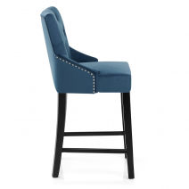 Chaise de Bar Velours Bois - Loxley Bleu