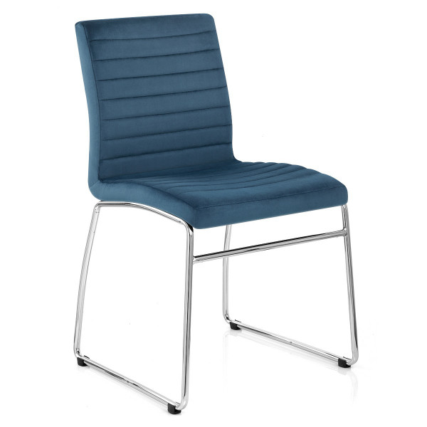Chaise Chrome Velours - Panache Bleu Chaise Chrome Velours - Panache Bleu
