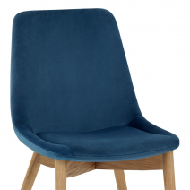 Chaise Velours Chêne - Kobe Bleu