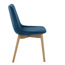 Chaise Velours Chêne - Kobe Bleu