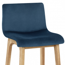 Tabouret de Bar Velours Chêne - Drift Bleu