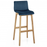 Tabouret de Bar Velours Chêne - Drift Bleu