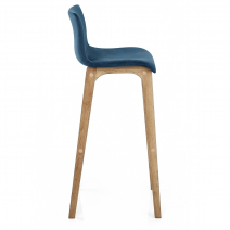 Tabouret de Bar Velours Chêne - Drift Bleu