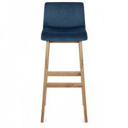 Tabouret de Bar Velours Chêne - Drift Bleu