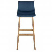 Tabouret de Bar Velours Chêne - Drift Bleu