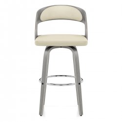 Chaise de bar Bois Gris Faux Cuir – Alicia Gris