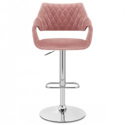 Chaise de Bar Chrome Velours - Fairfield Bleu