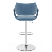 Chaise de Bar Chrome Velours - Fairfield Bleu