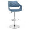 Chaise de Bar Chrome Velours - Fairfield Bleu