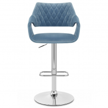 Chaise de Bar Chrome Velours - Fairfield Bleu