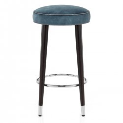 Tabouret Bois Noir Velours - Conrad Bleu