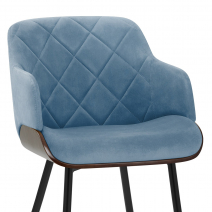 Chaise Bois Velours - Dakota Bleu