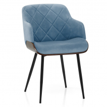 Chaise Bois Velours - Dakota Bleu