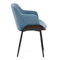 Chaise Bois Velours - Dakota Bleu