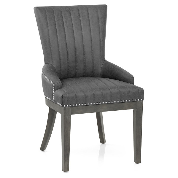 Chaise Bois Faux Cuir - Chiltern Gris