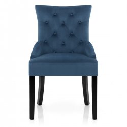 Chaise Velours Bois Noir - Verdi Bleu