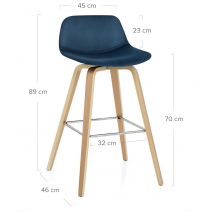 Tabouret de Bar Velours - Reef Bleu