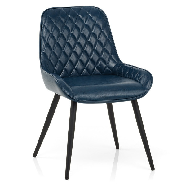 Chaise Faux Cuir Antique - Lincoln Bleu Chaise Faux Cuir Antique - Lincoln Bleu