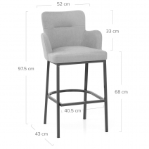 Tabouret de Bar Tissu - Porter Gris