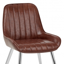 Chaise Chrome Faux Cuir - Mustang Marron