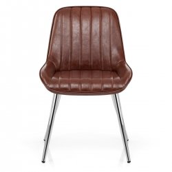 Chaise Chrome Faux Cuir - Mustang Marron