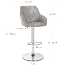 Tabouret de Bar Faux Cuir Antique - Modena Gris