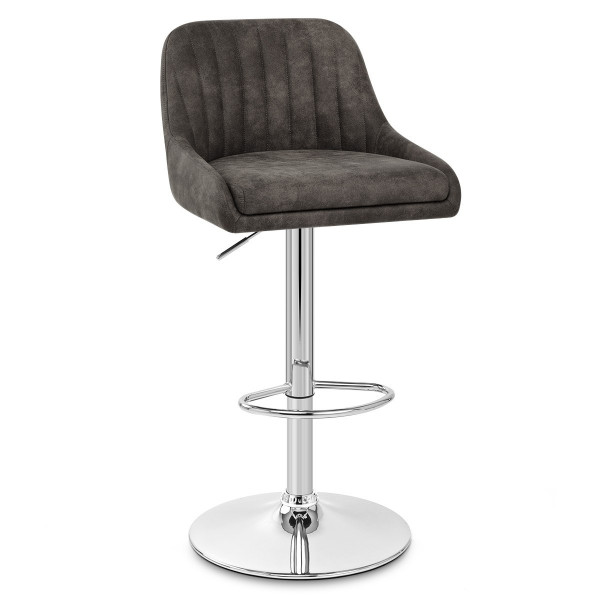 Tabouret de Bar Faux Cuir Antique - Hobart Gris Tabouret de Bar Faux Cuir Antique - Hobart Gris