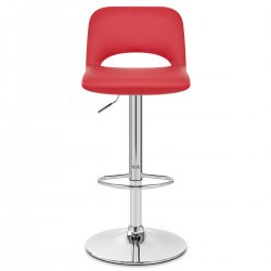 Tabouret de Bar Faux Cuir - Hugo Rouge