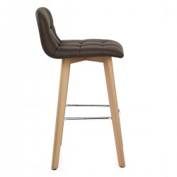 Tabouret de Bar Bois Cuir Veritable - Hex Marron