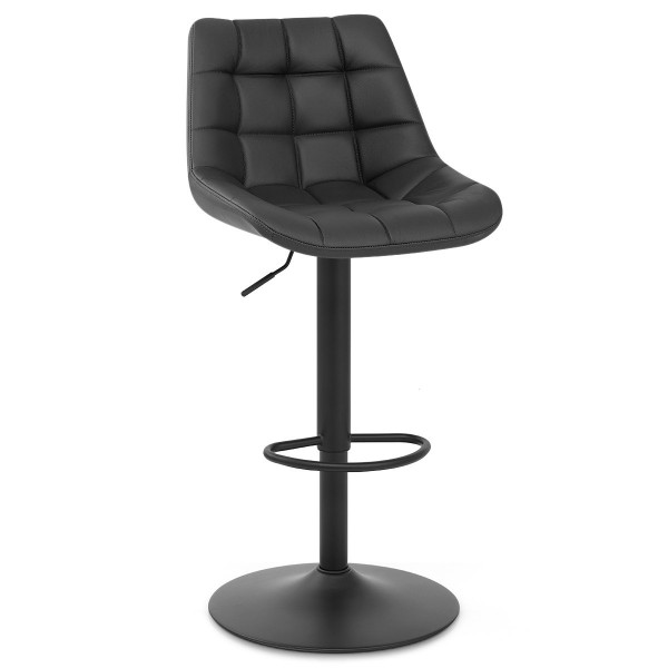 Tabouret de Bar Cuir Véritable - Porto - Noir Tabouret de Bar Cuir Véritable - Porto - Noir