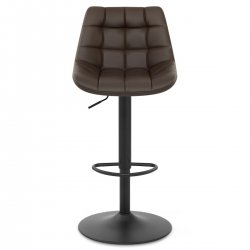 Tabouret de Bar Cuir Véritable - Porto - Noir