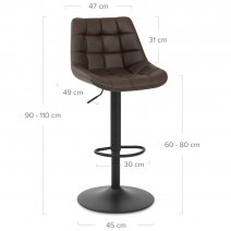 Tabouret de Bar Cuir Véritable - Porto - Marron