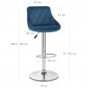 Tabouret de Bar Velours - Stitch - Bleu