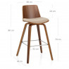 Tabouret de Bar Bois Tissu - Mirage Crème