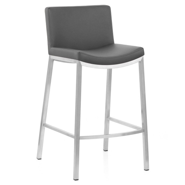 Tabouret Faux Cuir Chrome Brossé - Capone Tabouret Faux Cuir Chrome Brossé - Capone