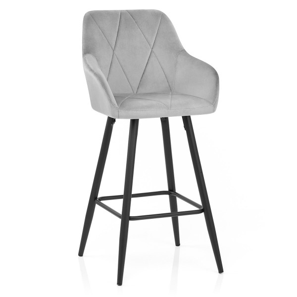 Tabouret de Bar Velours - Lanson Gris Tabouret de Bar Velours - Lanson Gris
