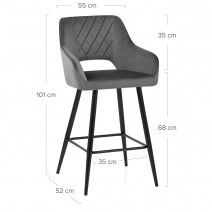 Tabouret de Bar Velours- Lopez Gris