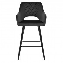 Tabouret de Bar Velours- Lopez Noir