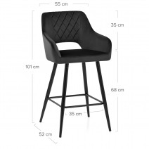 Tabouret de Bar Velours- Lopez Noir