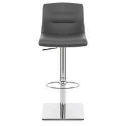 Chaise de Bar Cuir Véritable Chrome - Paradis Deluxe Gris