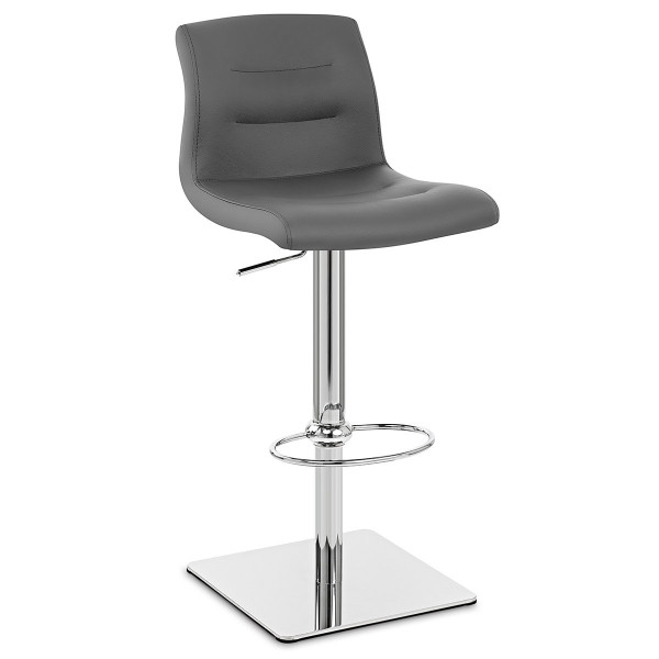 Chaise de Bar Cuir Véritable Chrome - Paradis Deluxe Gris Chaise de Bar Cuir Véritable Chrome - Paradis Deluxe Gris